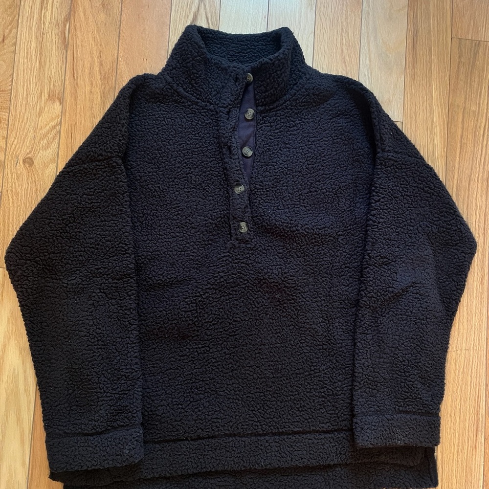 Brown Quarter Button Up Sherpa Fleece Aerie size M